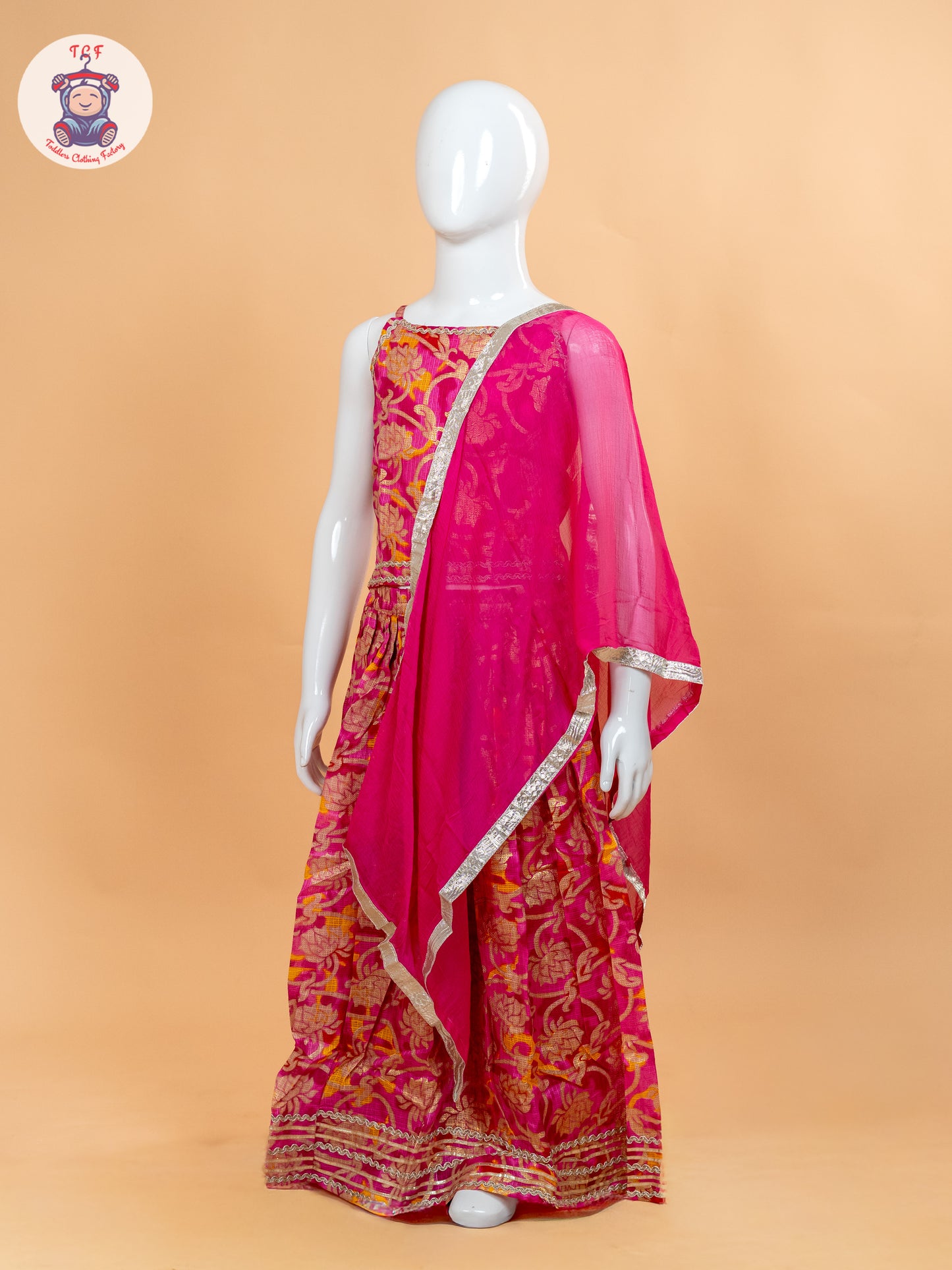 Pink - Girls Embroidery Floral Printed Lehenga Choli