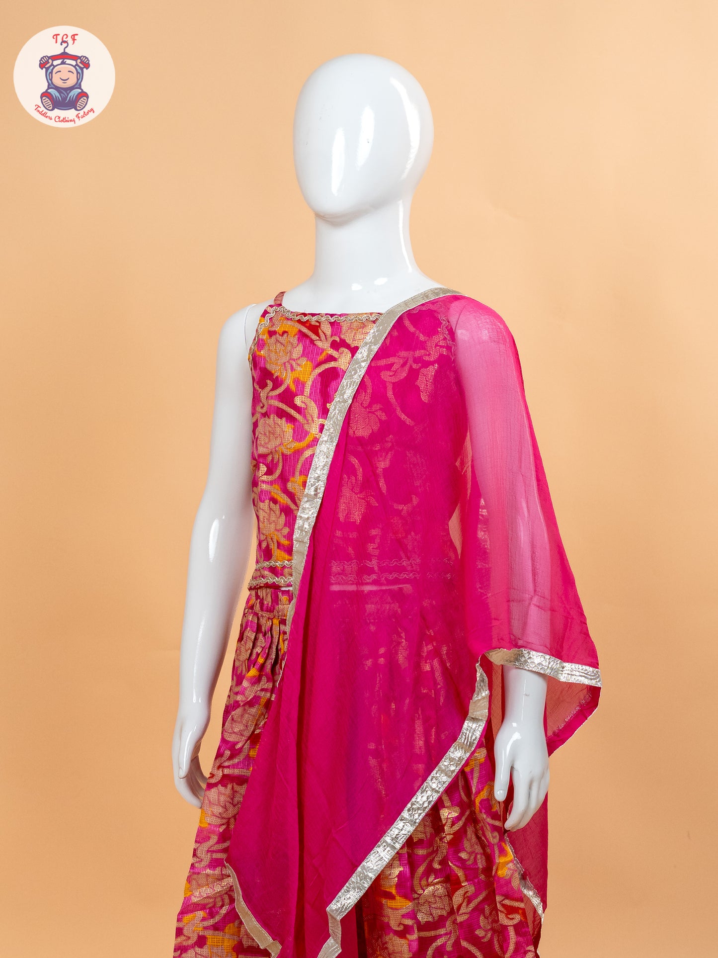 Pink - Girls Embroidery Floral Printed Lehenga Choli