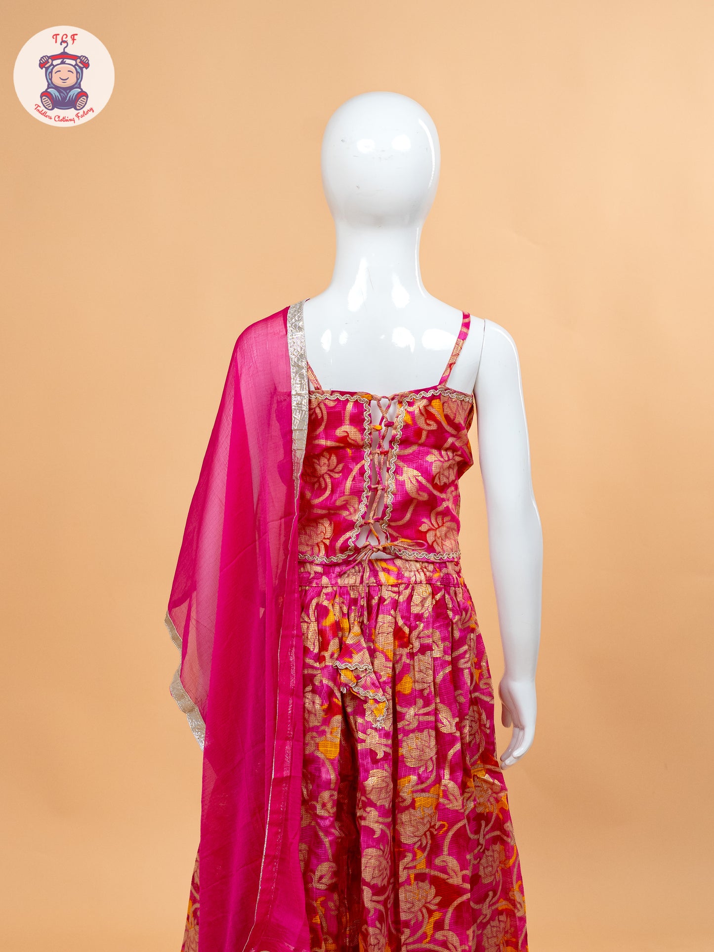 Pink - Girls Embroidery Floral Printed Lehenga Choli