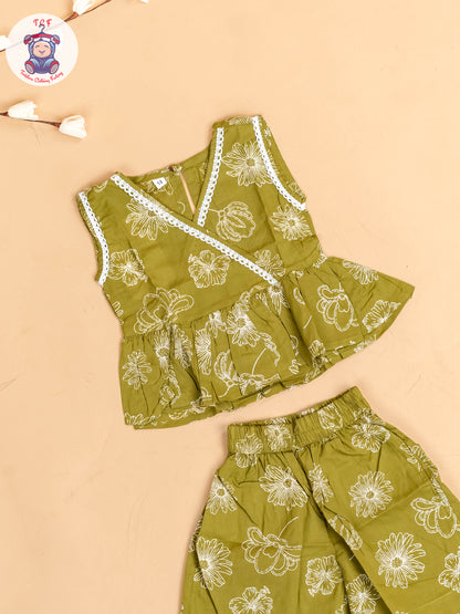Mehandi Green & White - Girls Co-ords Sets