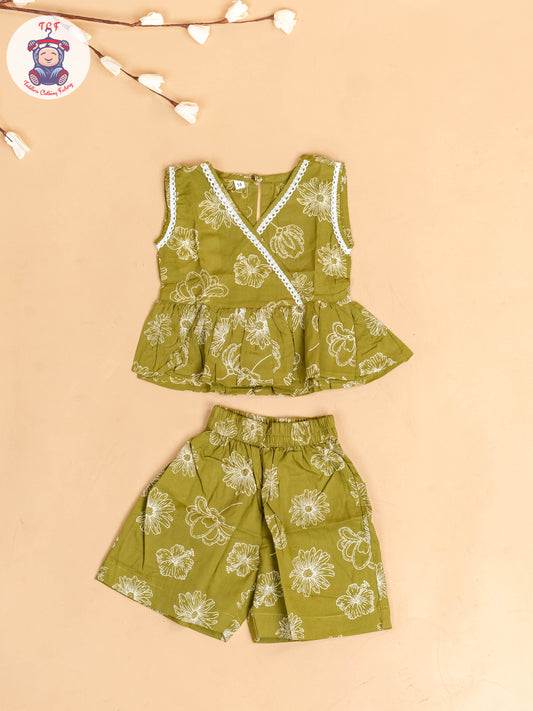Mehandi Green & White - Girls Co-ords Sets