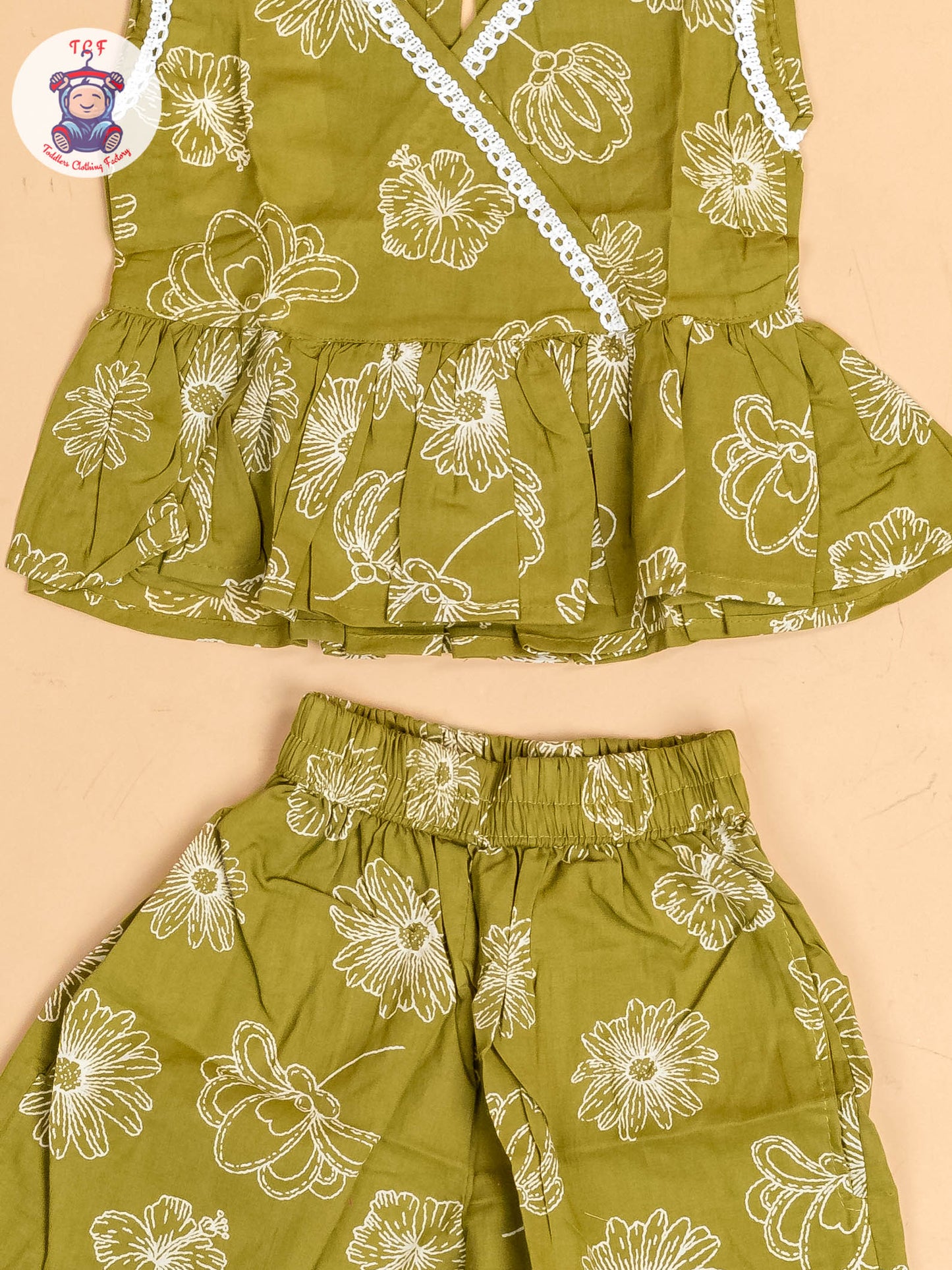 Mehandi Green & White - Girls Co-ords Sets