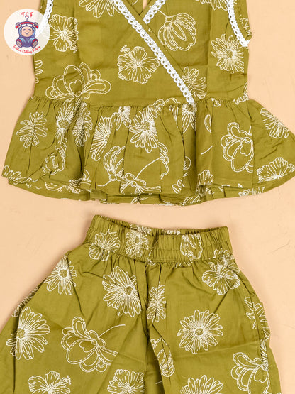 Mehandi Green & White - Girls Co-ords Sets