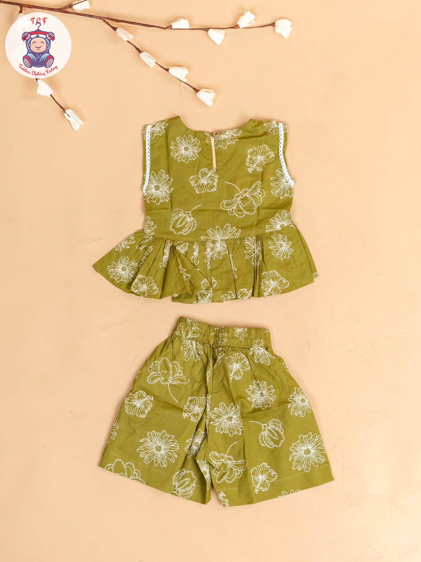 Mehandi Green & White - Girls Co-ords Sets