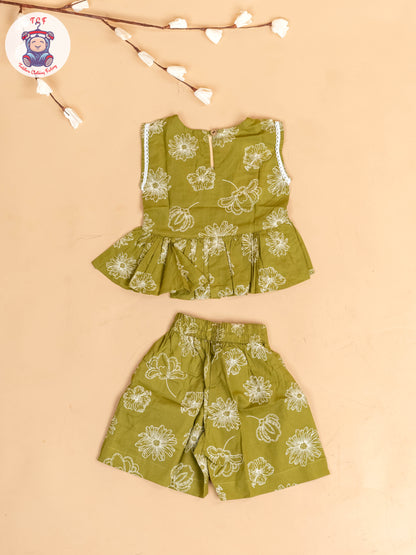 Mehandi Green & White - Girls Co-ords Sets