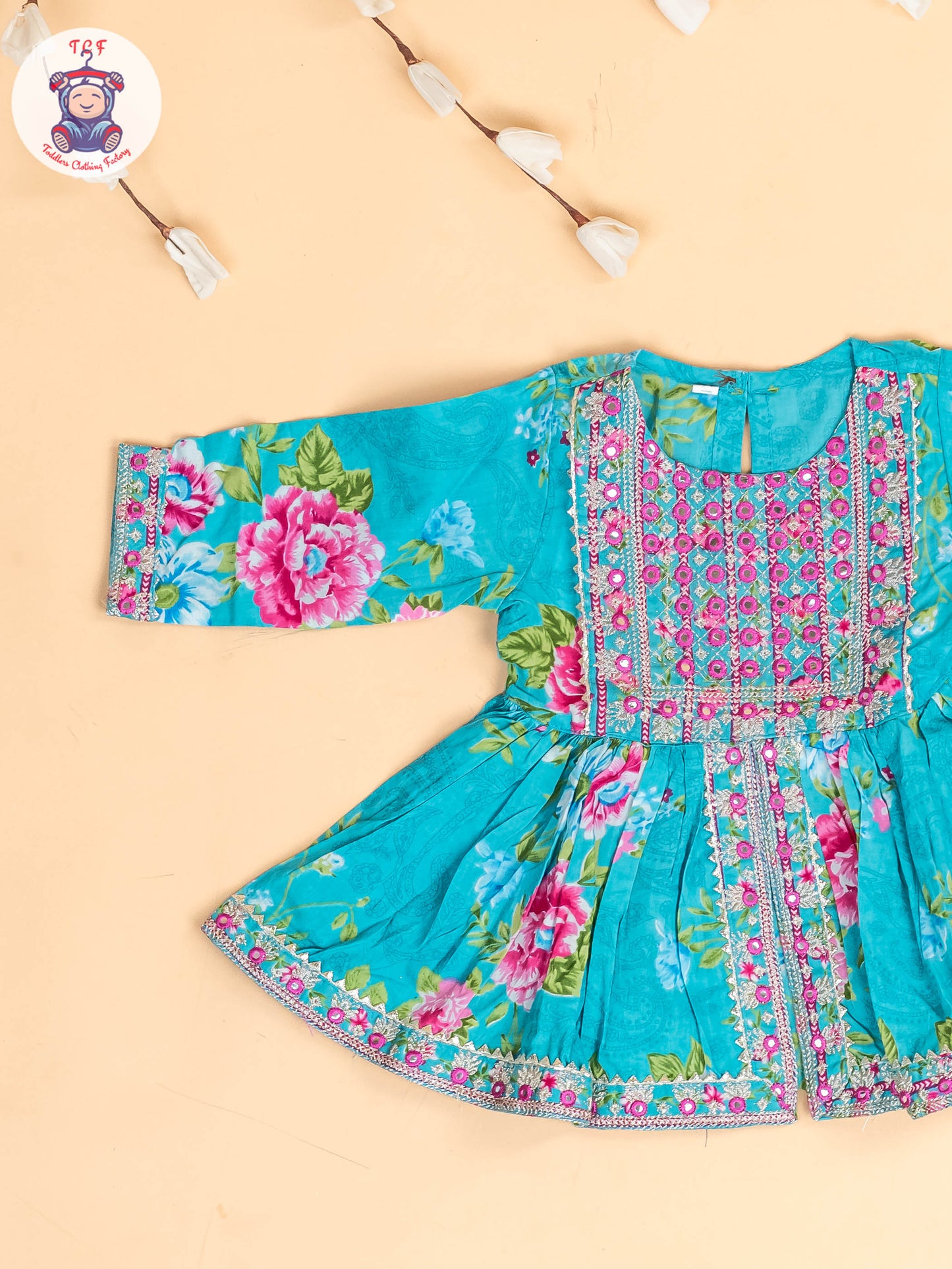 Green - Girls Embroidery Printed Salwar