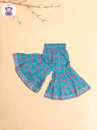 Green - Girls Embroidery Printed Salwar