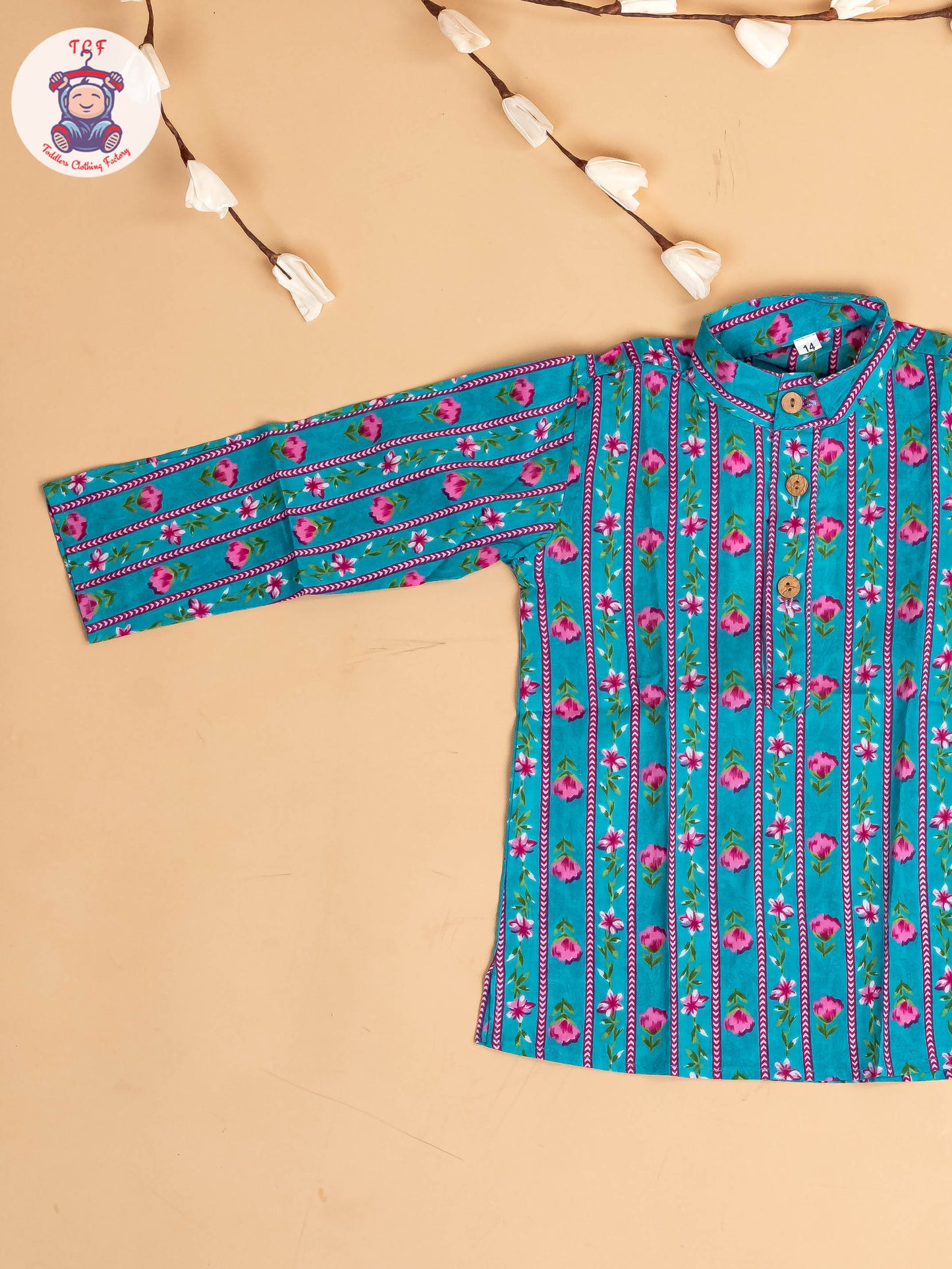 Green - Boys Floral Printed Kurta With Pant