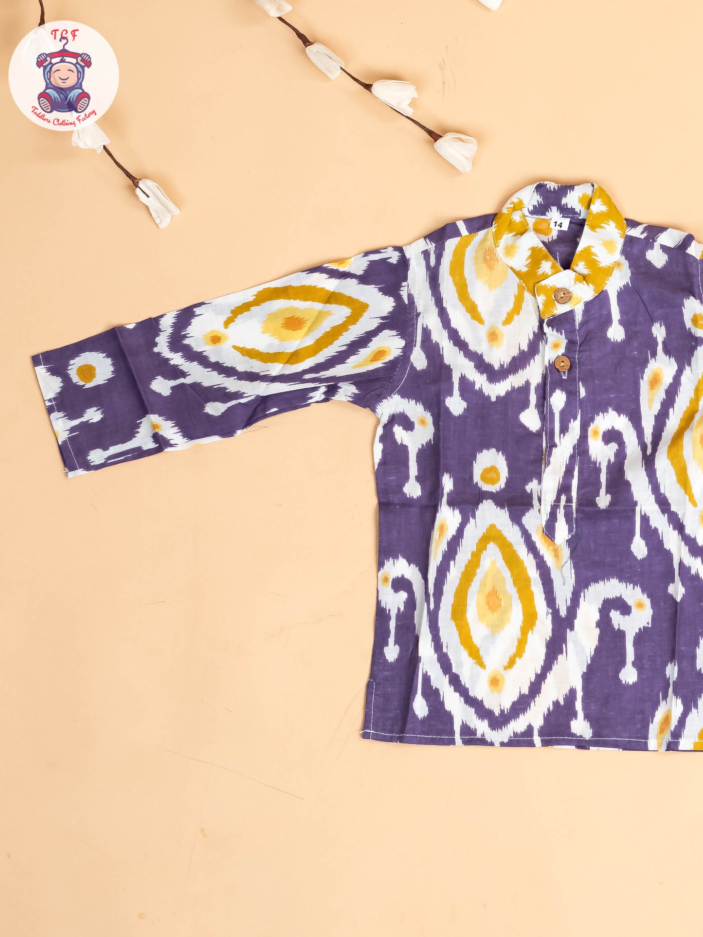 Violet & Yellow - Boys Floral Printed Kurta With Pant