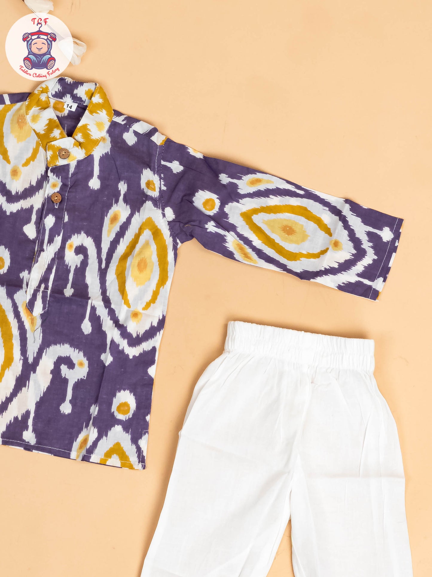 Violet & Yellow - Boys Floral Printed Kurta With Pant