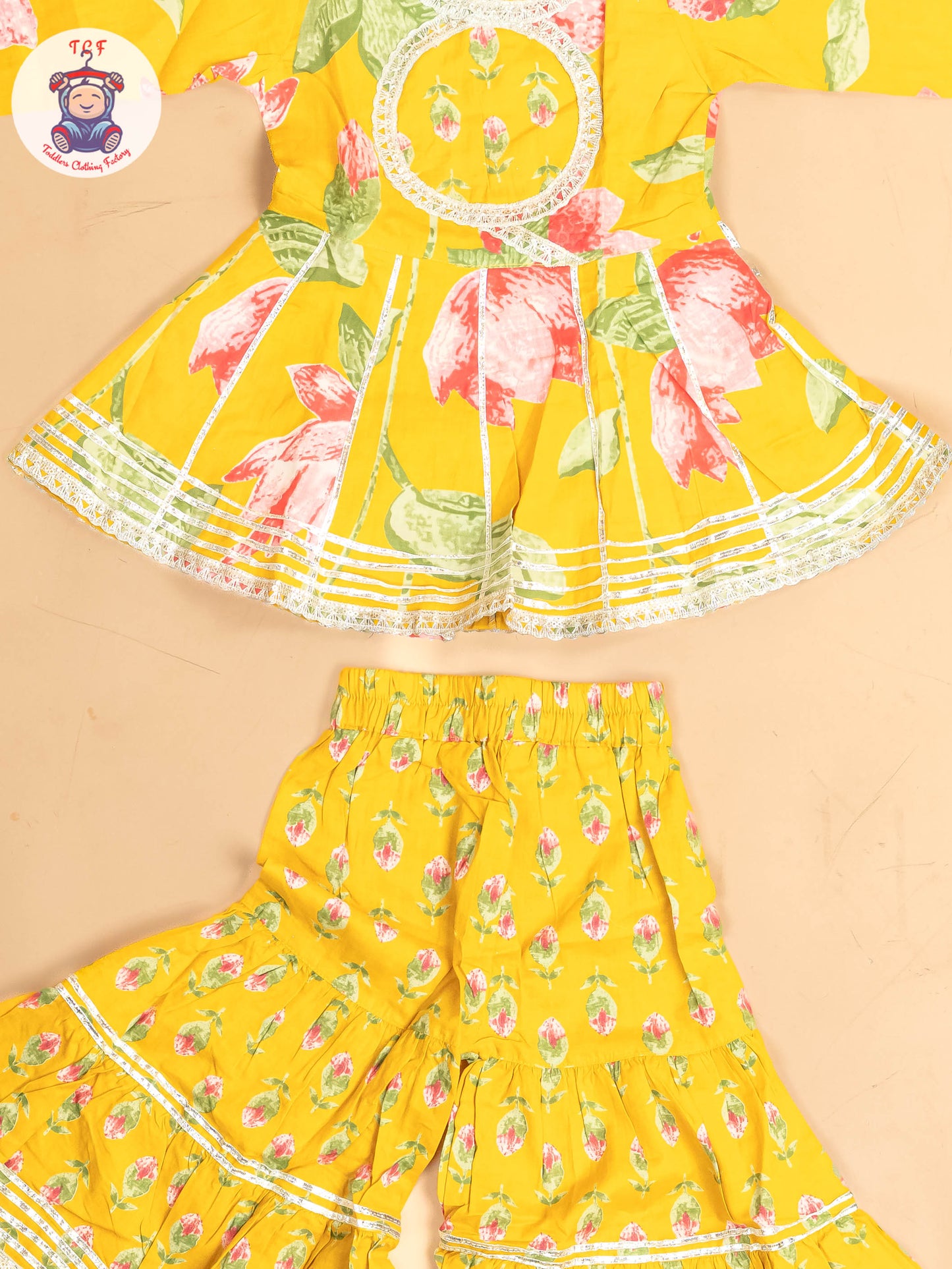 Mustard - Girls Floral Printed Salwar