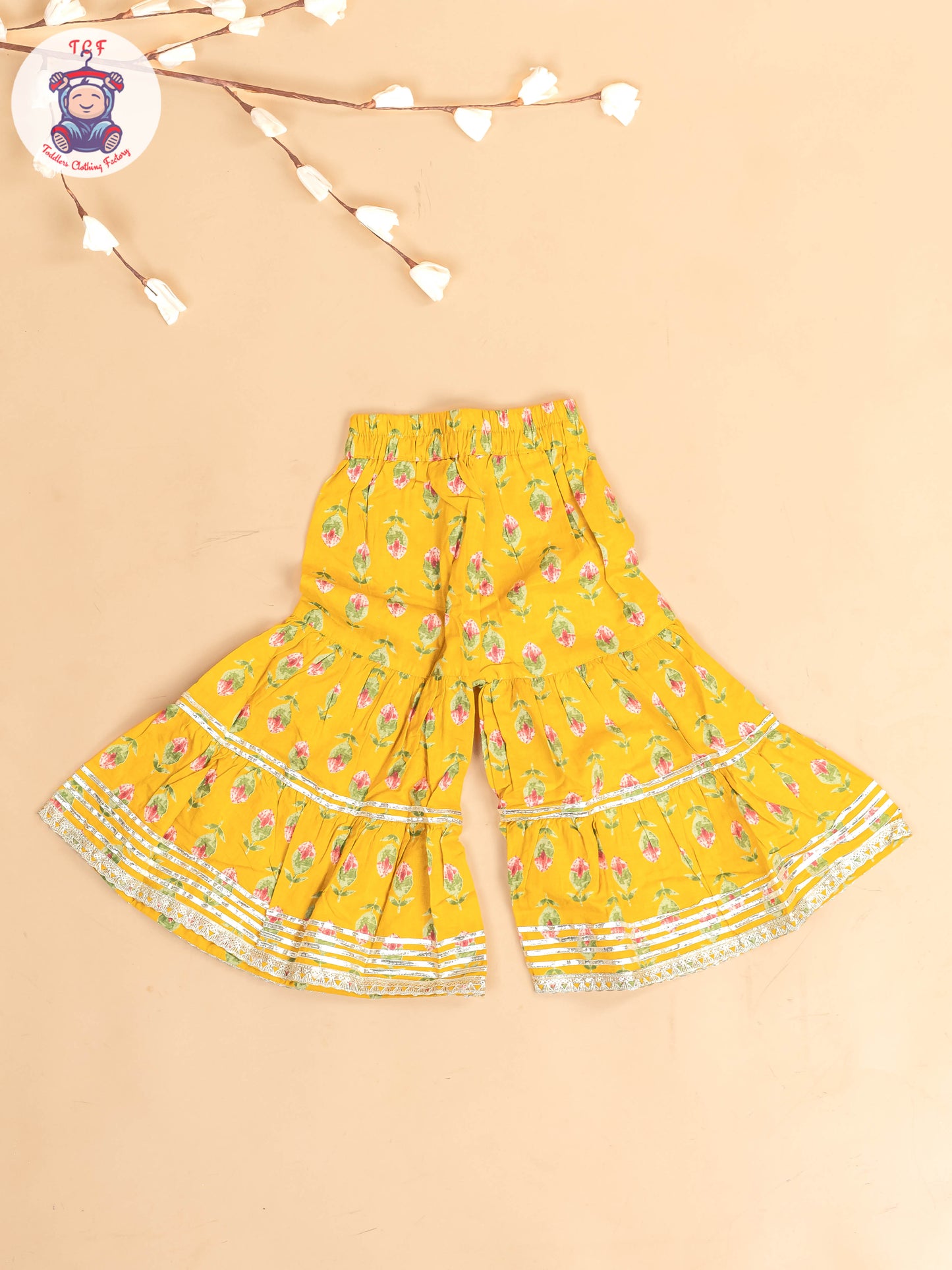Mustard - Girls Floral Printed Salwar