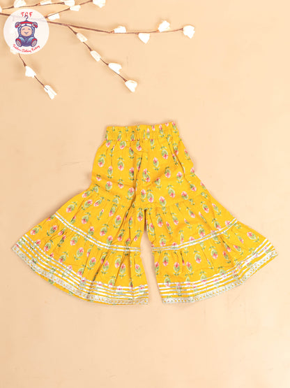 Mustard - Girls Floral Printed Salwar