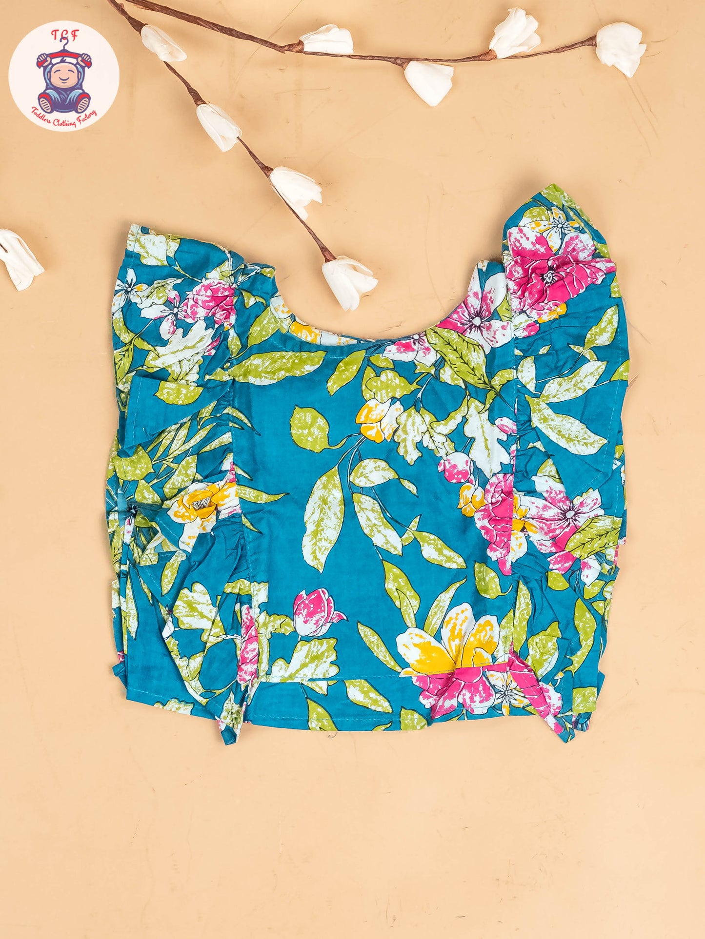 Teal Green - Girls Floral Printed Co-ords Sets