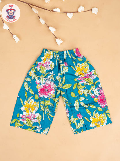 Teal Green - Girls Floral Printed Co-ords Sets