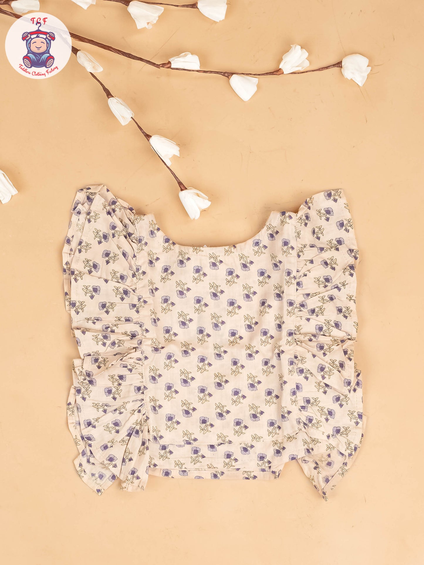 Cream - Girls Floral Printed Co-ords Sets