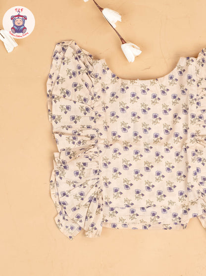 Cream - Girls Floral Printed Co-ords Sets