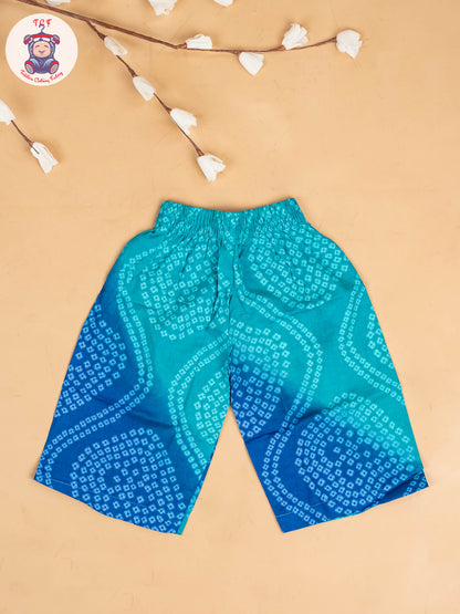 Light Green & Blue - Girls Bandhini Printed Co-ords Sets