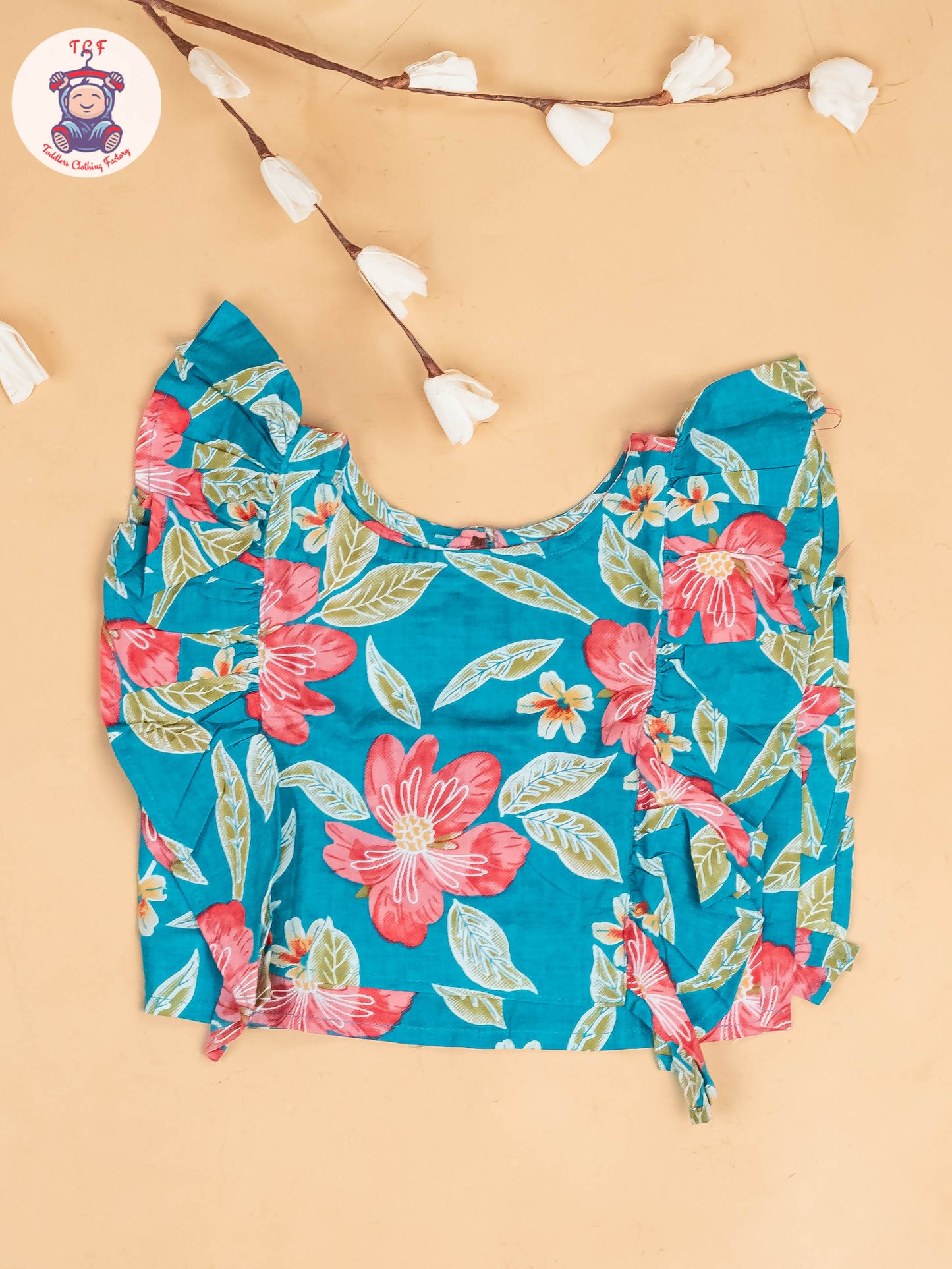 Light Blue - Girls Floral Printed Co-ords Sets