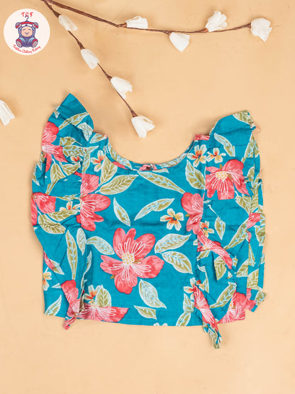 Light Blue - Girls Floral Printed Co-ords Sets