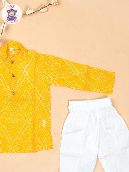 Yellow - Boys Printed Kurta With Pant