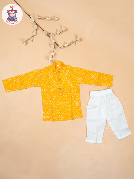 Yellow - Boys Printed Kurta With Pant