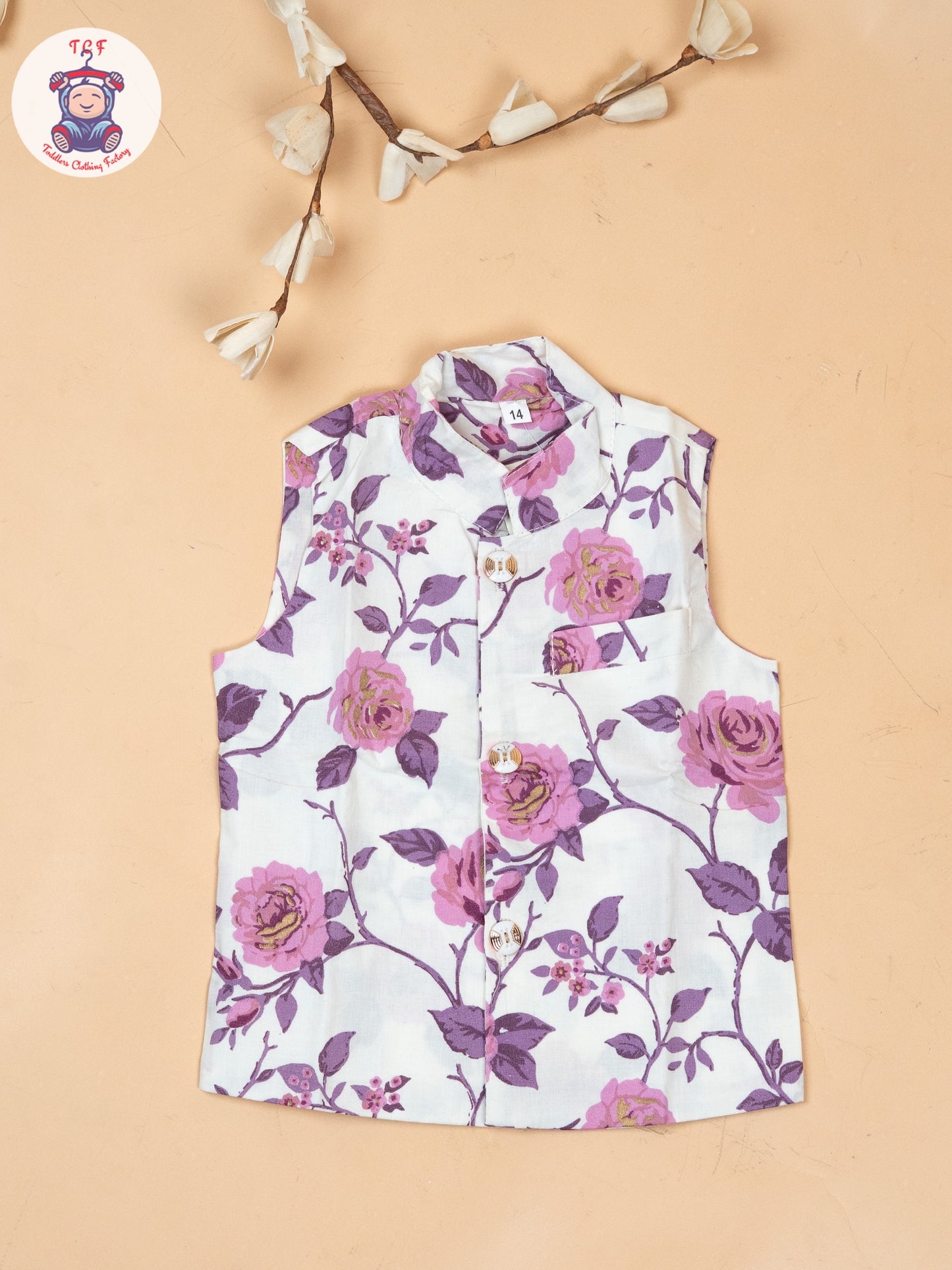 Lavender - Boys Floral Printed Kurta With Pant