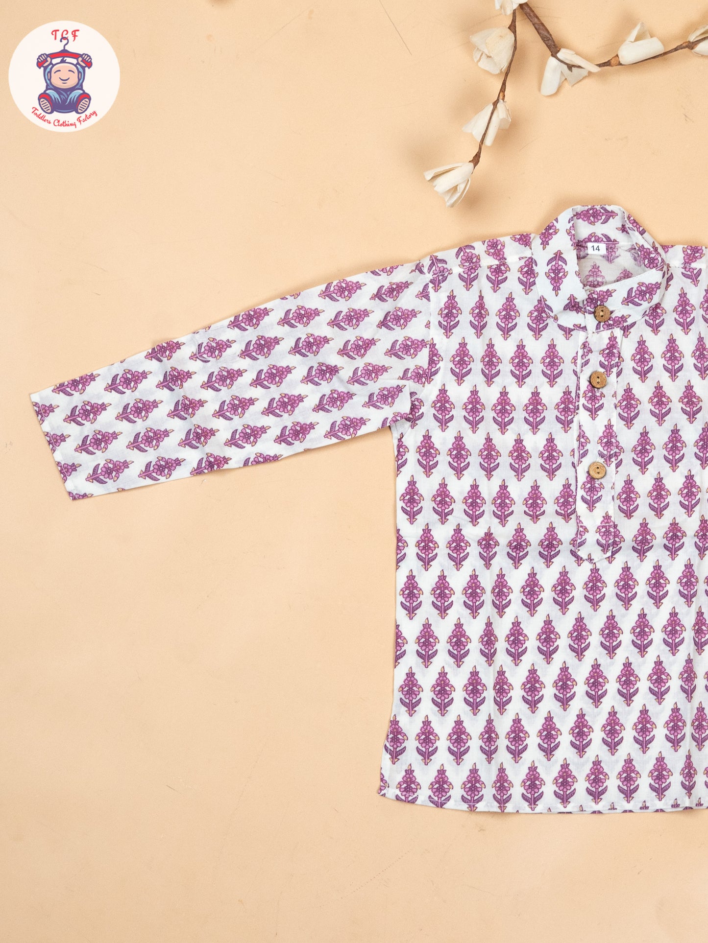 Lavender - Boys Floral Printed Kurta With Pant