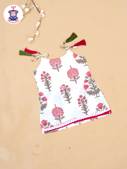Cream & Pink - Girls Readymade Salwar