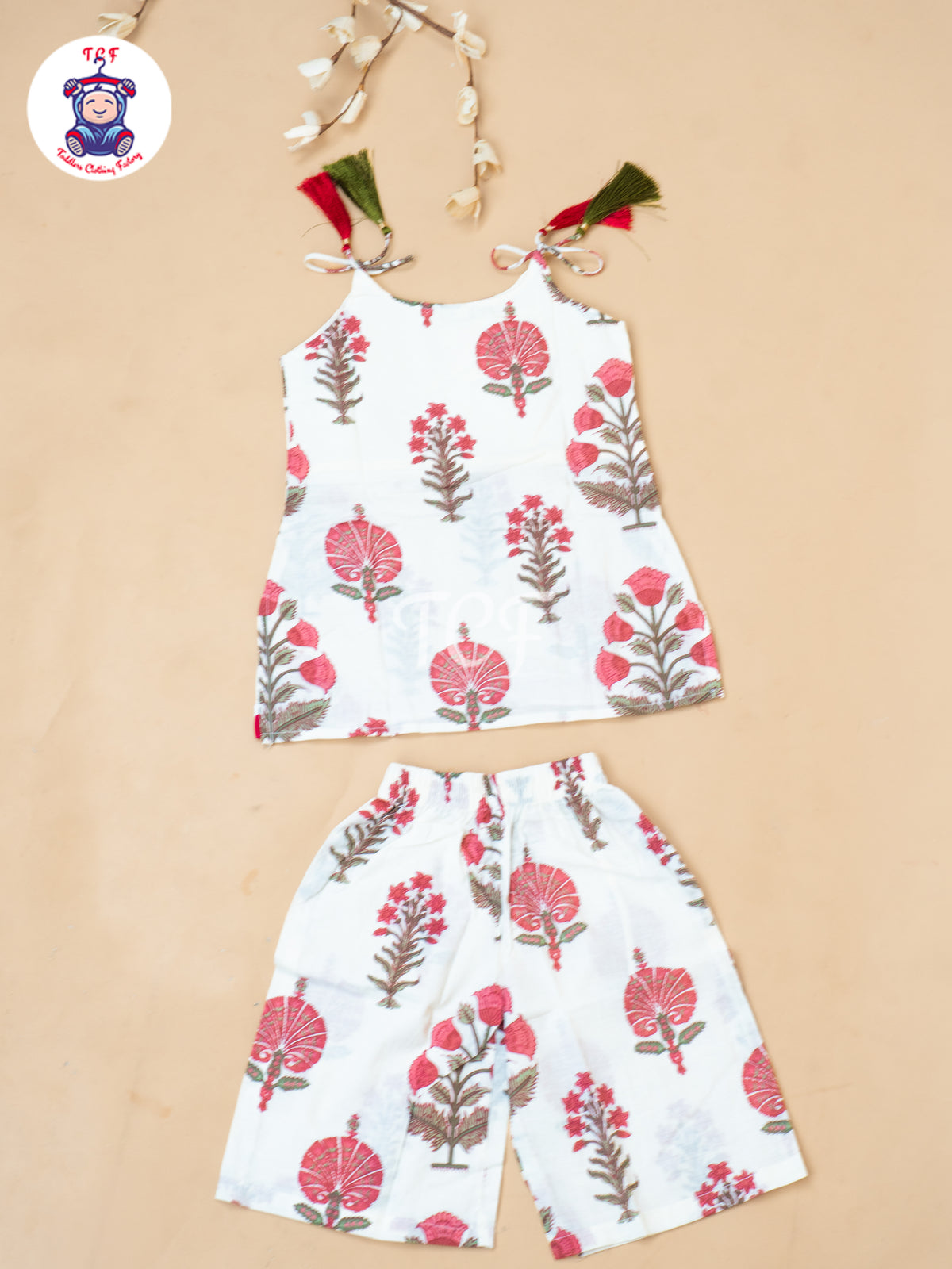 Cream & Pink - Girls Readymade Salwar