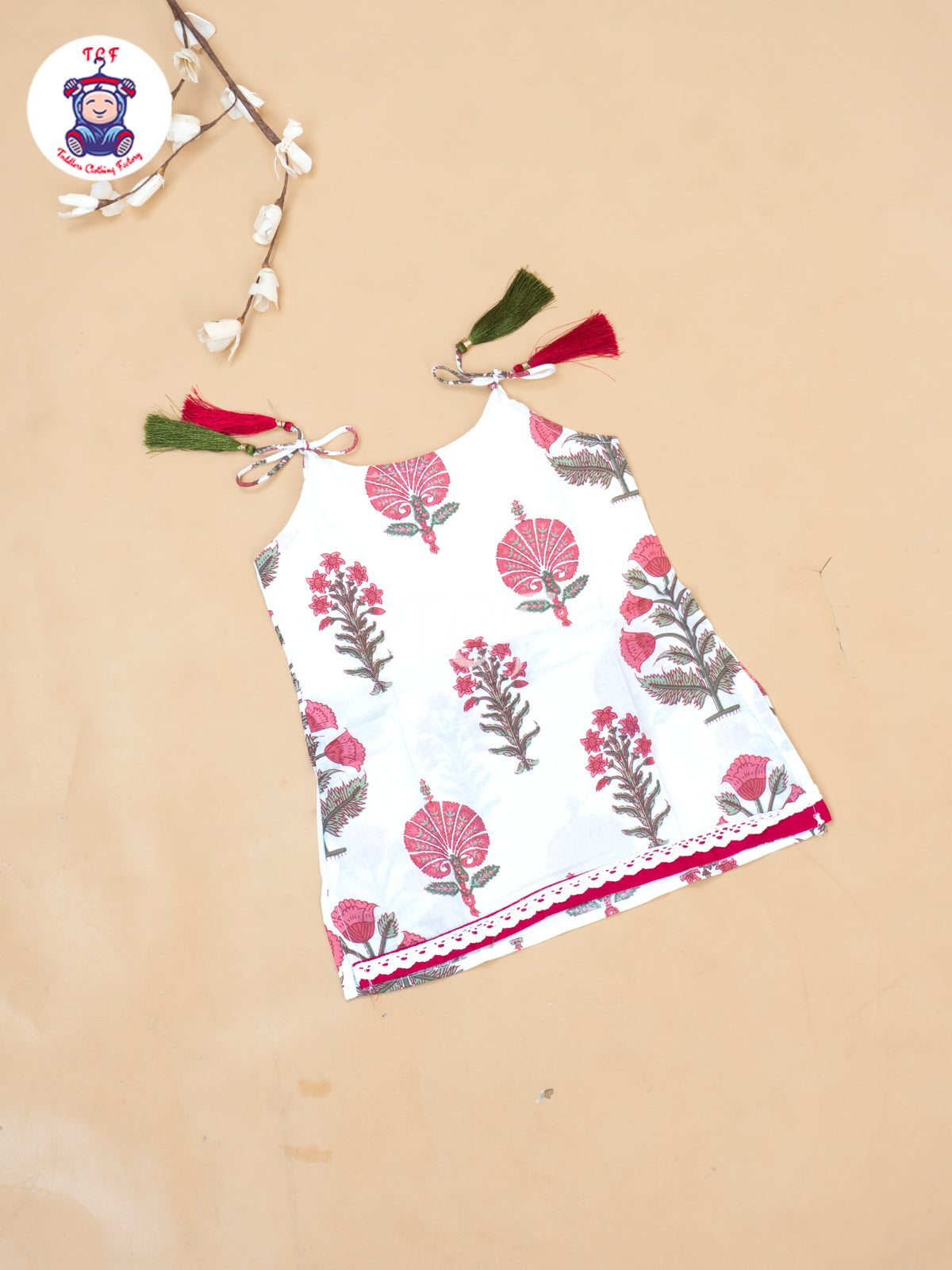 Cream & Pink - Girls Readymade Salwar