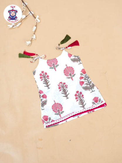 Cream & Pink - Girls Readymade Salwar