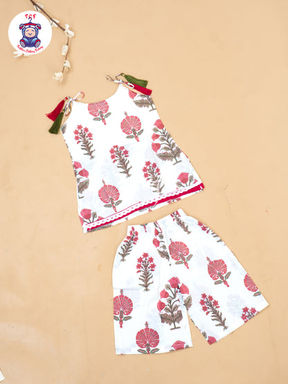 Cream & Pink - Girls Readymade Salwar
