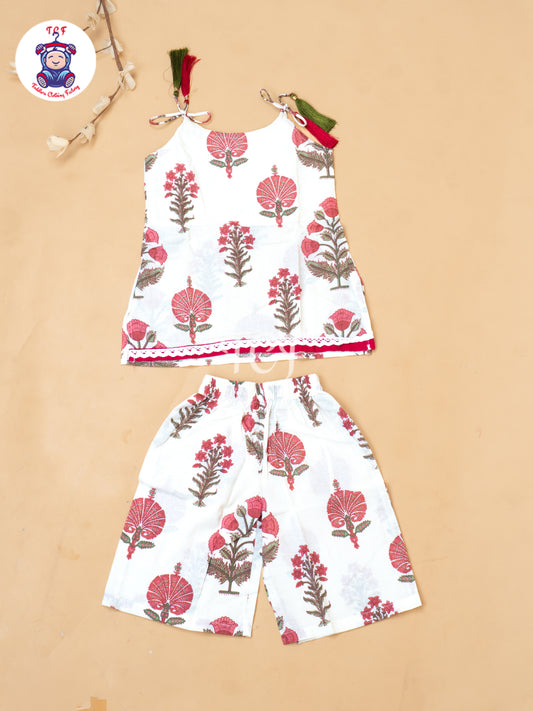 Cream & Pink - Girls Readymade Salwar