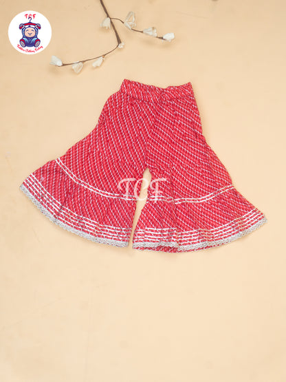Red - Bandhini Printed Girls Readymade Salwar