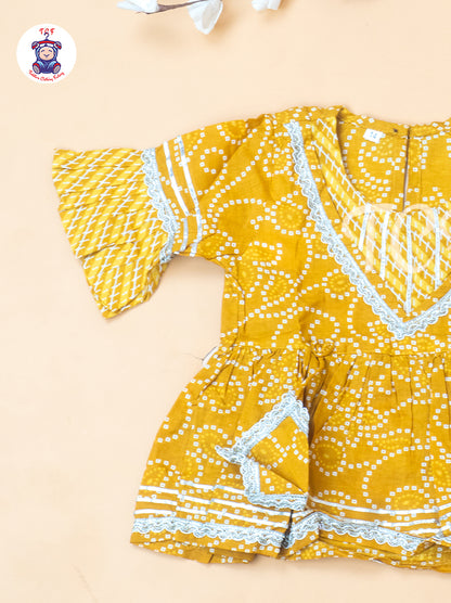Mustard - Bandhini Printed Girls Readymade Salwar