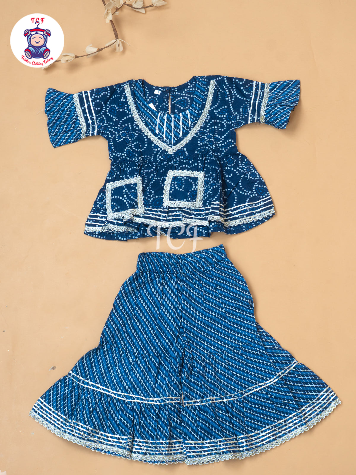Blue - Bandhini Printed Girls Readymade Salwar