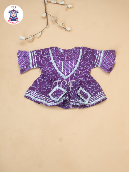Purple - Bandhini Printed Girls Readymade Salwar