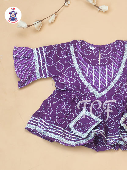 Purple - Bandhini Printed Girls Readymade Salwar