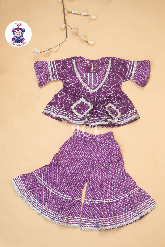 Purple - Bandhini Printed Girls Readymade Salwar