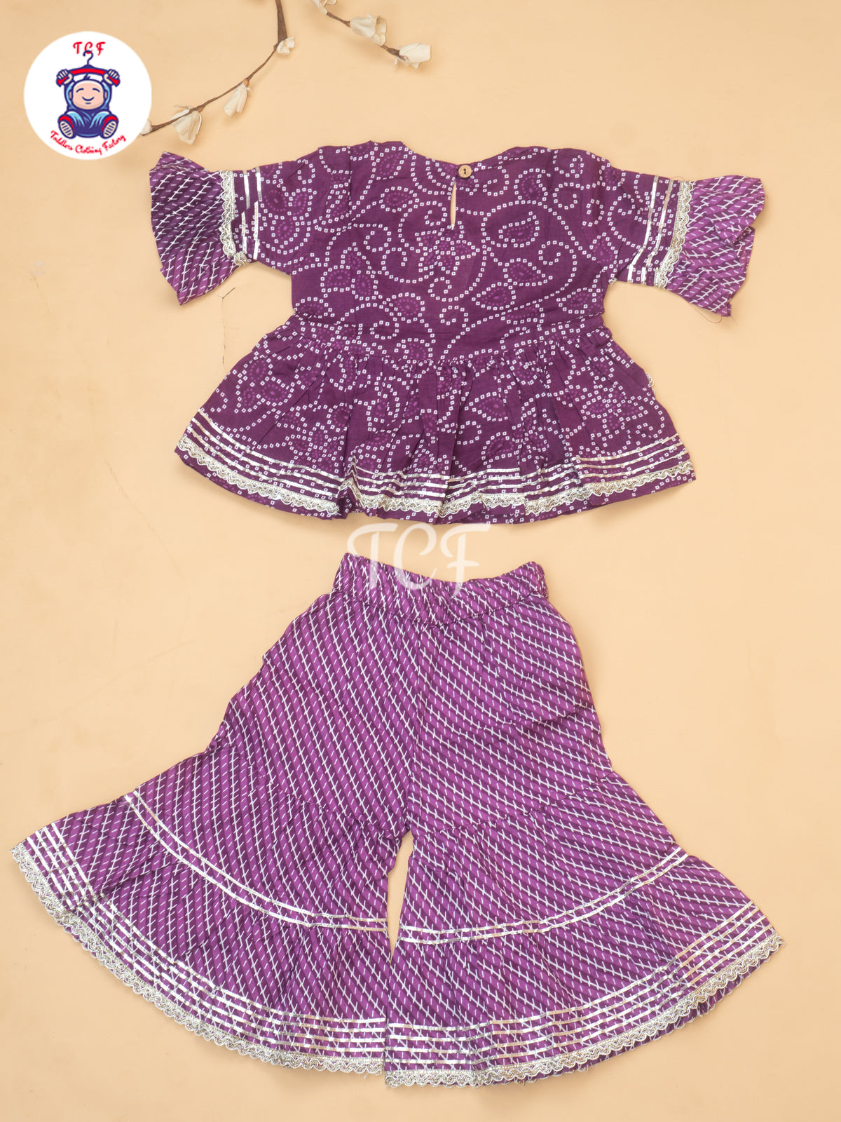 Purple - Bandhini Printed Girls Readymade Salwar
