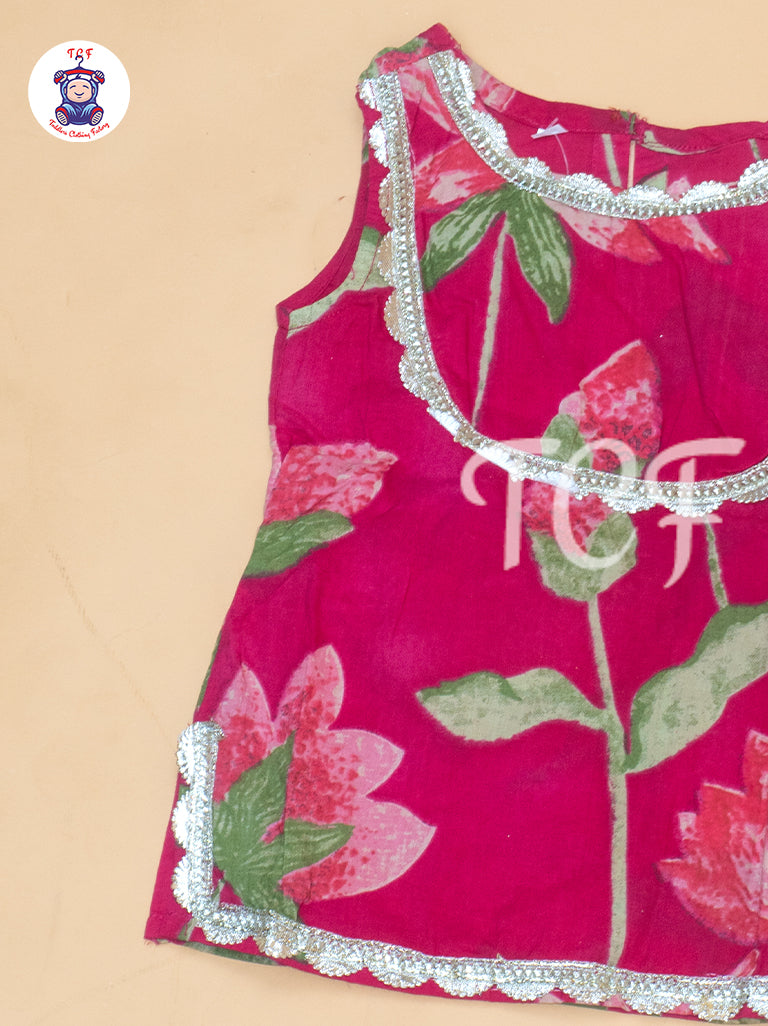 Rose Pink - Lotus Printed Girls Floral printed Salwar
