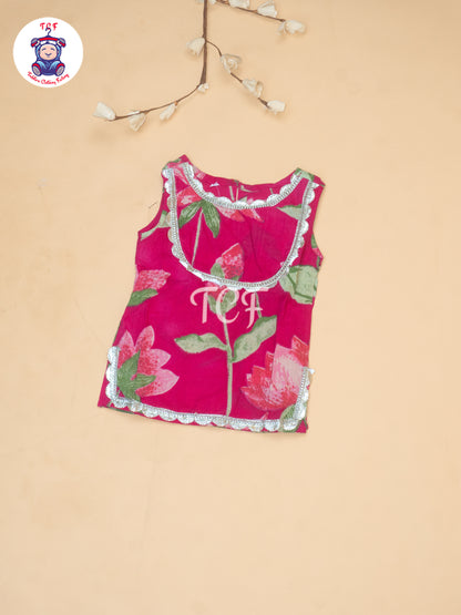 Rose Pink - Lotus Printed Girls Floral printed Salwar