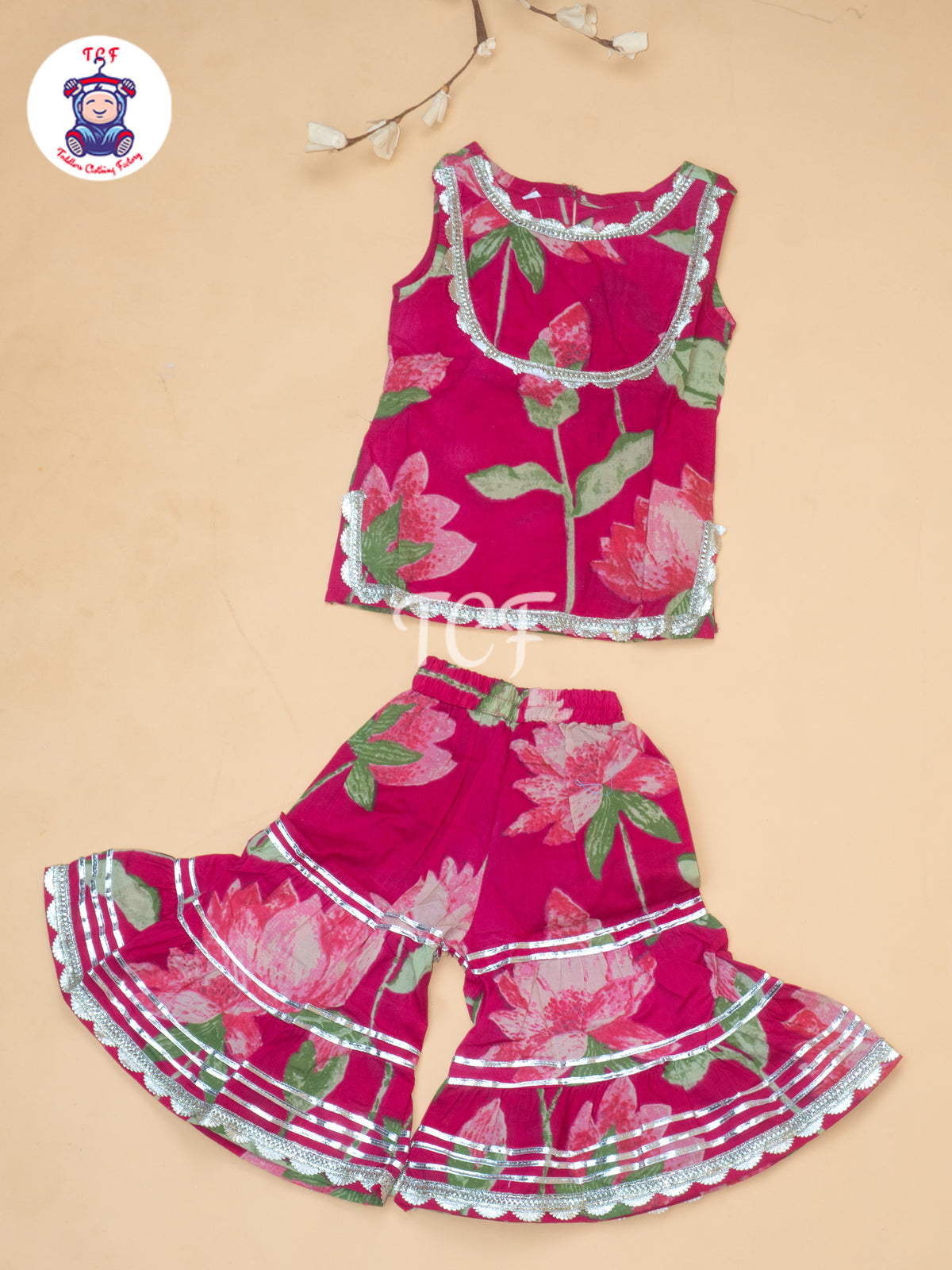 Rose Pink - Lotus Printed Girls Floral printed Salwar