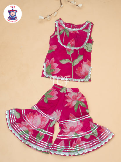 Rose Pink - Lotus Printed Girls Floral printed Salwar
