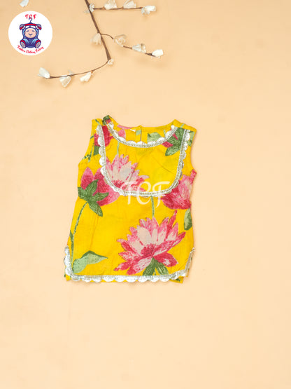 Yellow - Lotus Printed Girls Floral printed Salwar