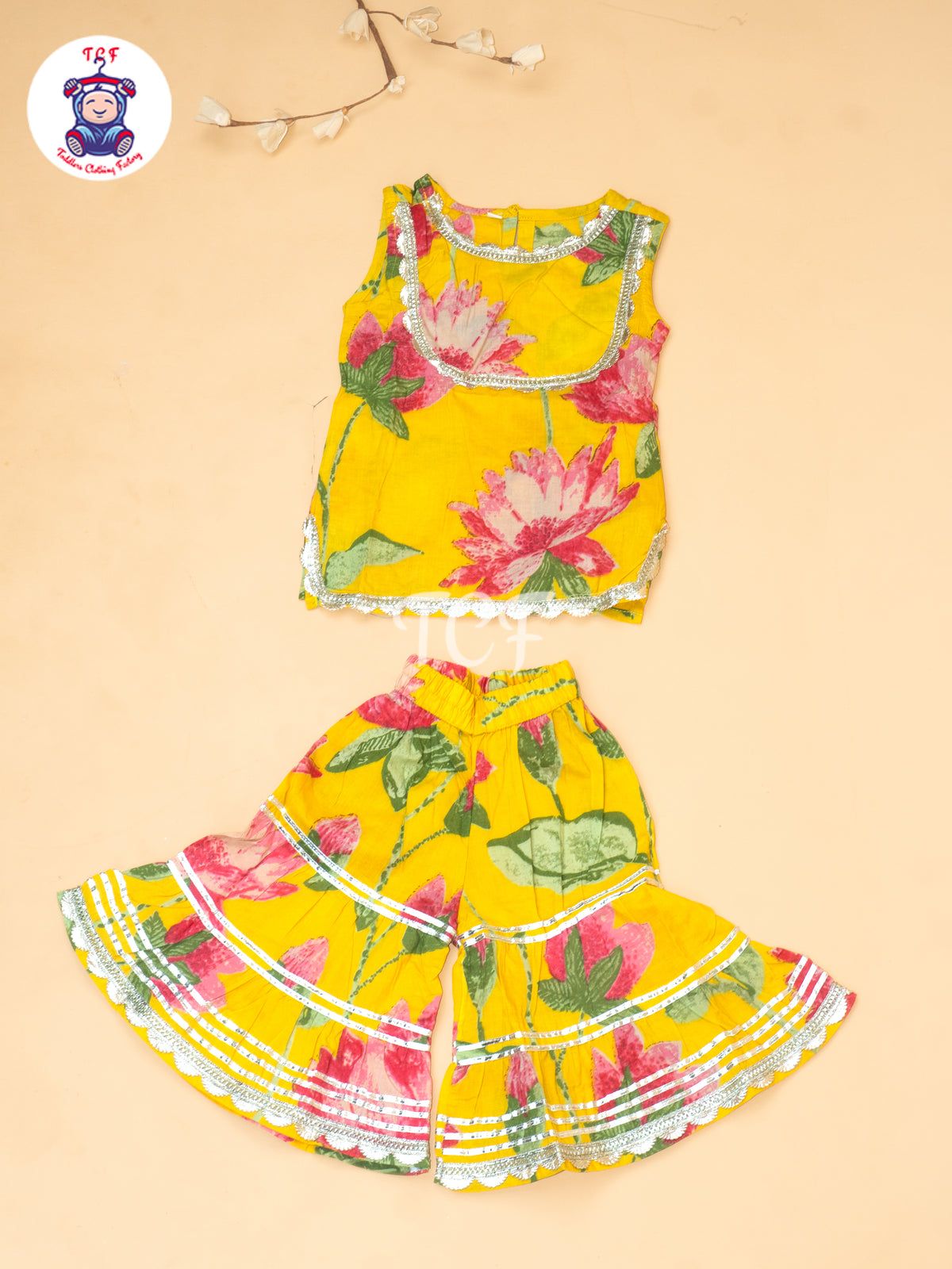 Yellow - Lotus Printed Girls Floral printed Salwar