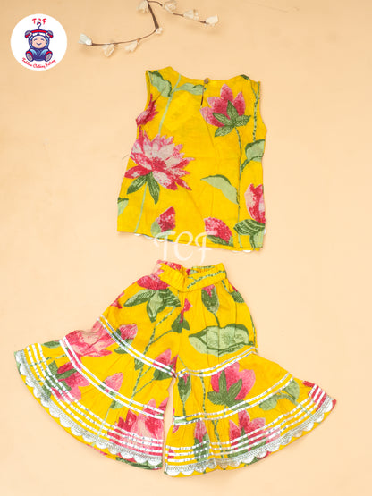 Yellow - Lotus Printed Girls Floral printed Salwar