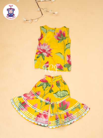 Yellow - Lotus Printed Girls Floral printed Salwar