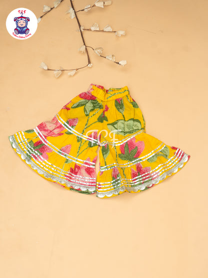 Yellow - Lotus Printed Girls Floral printed Salwar